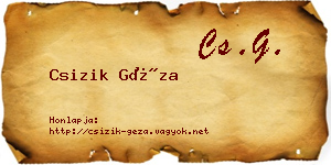 Csizik Géza névjegykártya